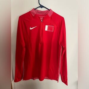 Nike Pro Elite Bahrain 1/4 Zip Track Pullover Compression Jacket Red Size Medium